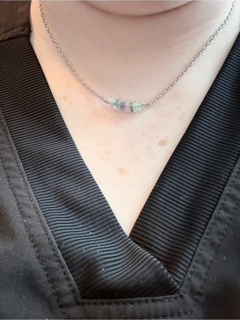 Delicate Green & Purple Sea glass Necklace - Minimal Women’s Jewelry